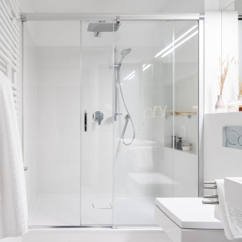 Corner Shower with Glass Enclosure